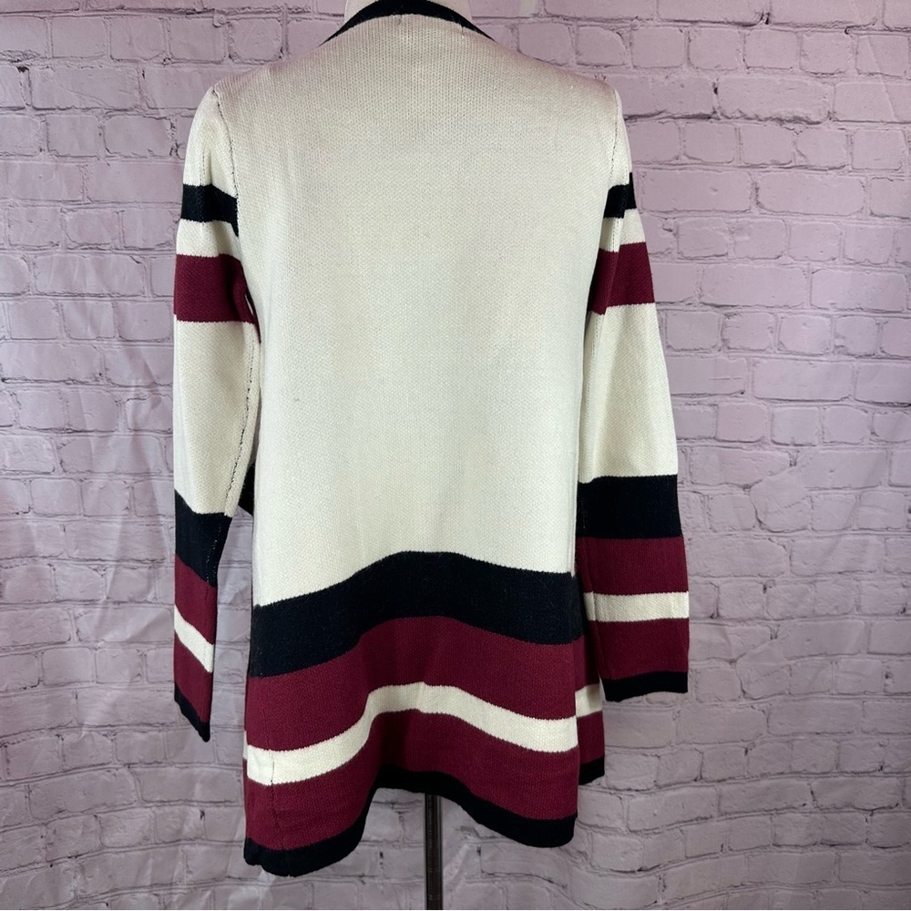 NWT entro Boutique Burgundy/Black open front cardigan sweater boho western - Picture 4 of 13